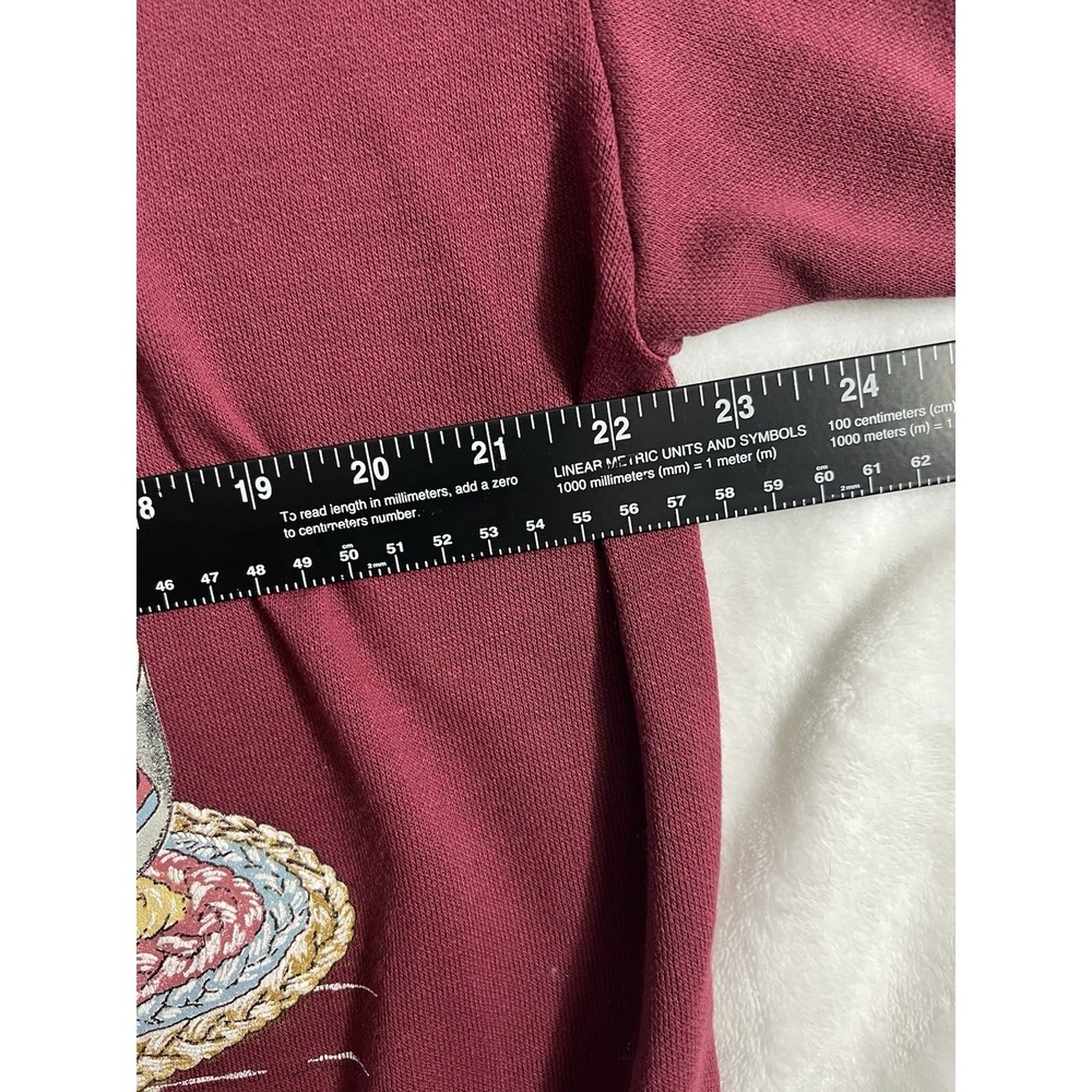 Basic Editions Burgundy Collared Pullover Sweatshirt Bear Graphic Women's L Fall - Picture 8 of 12